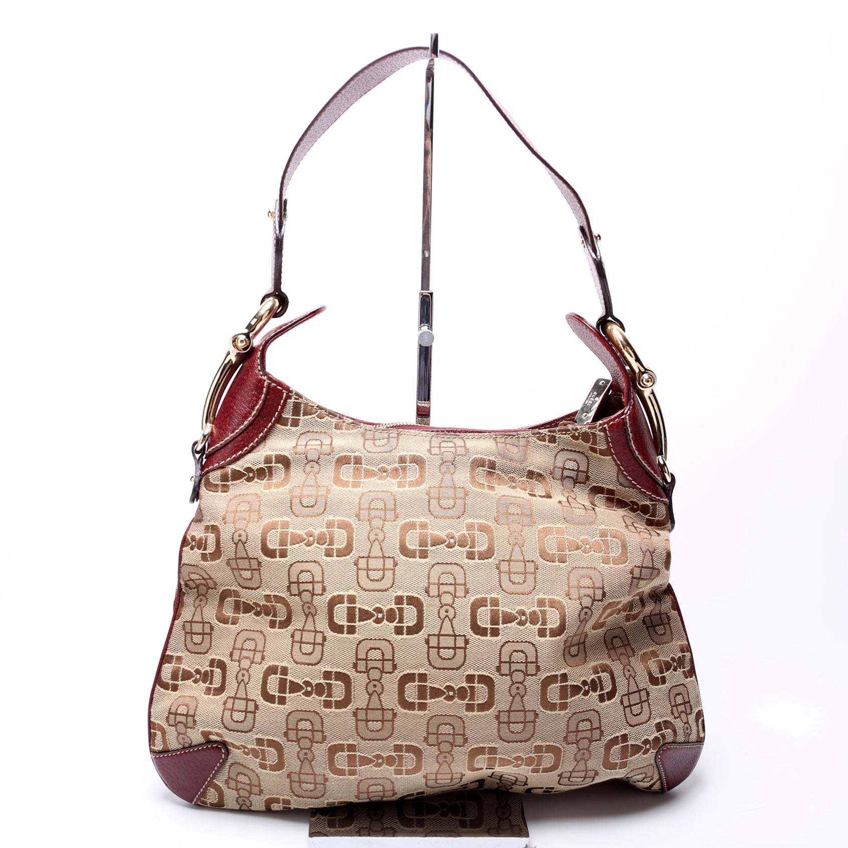 GCCI  Horsebit Canvas Creole Hobo Burgundy/Tan