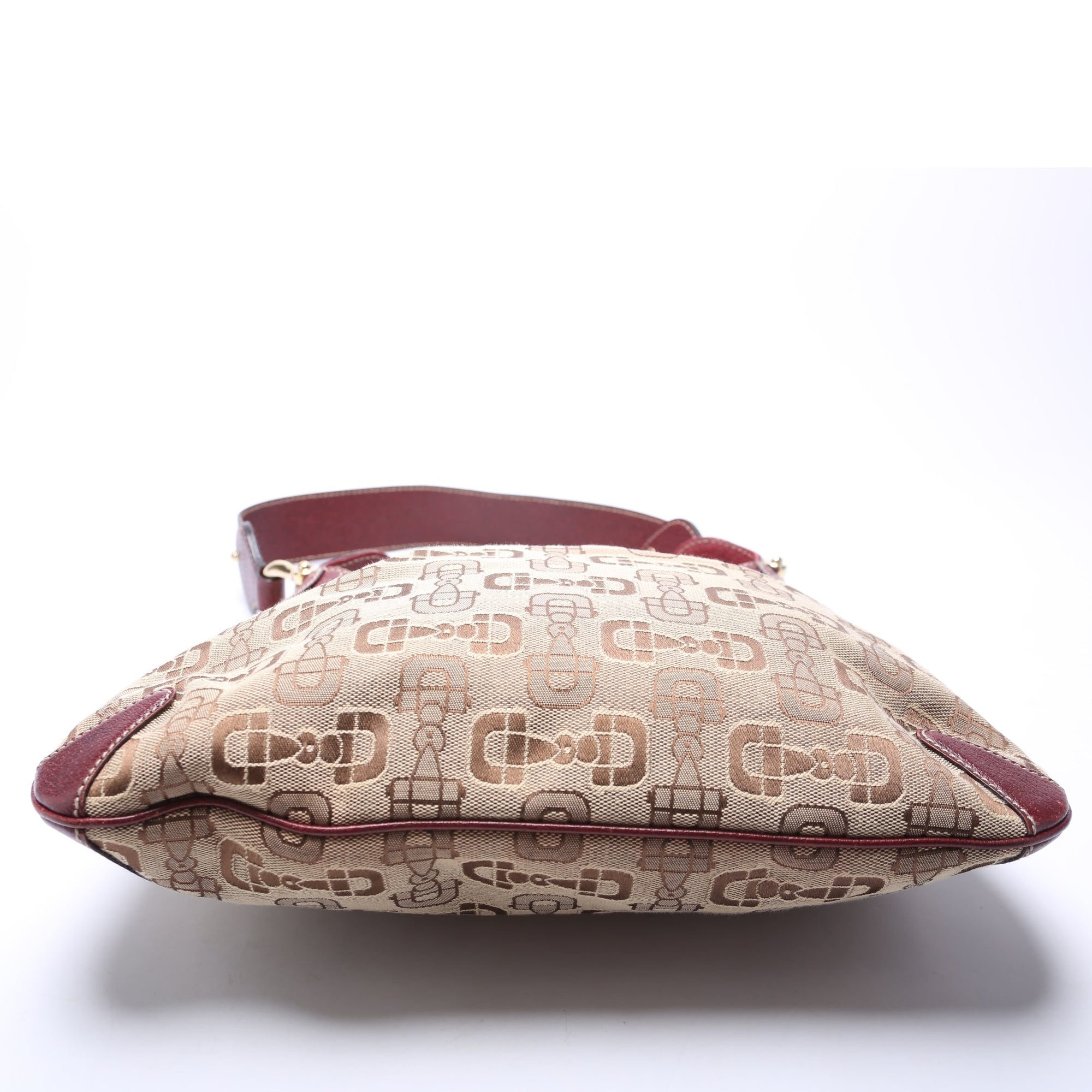 GCCI  Horsebit Canvas Creole Hobo Burgundy/Tan