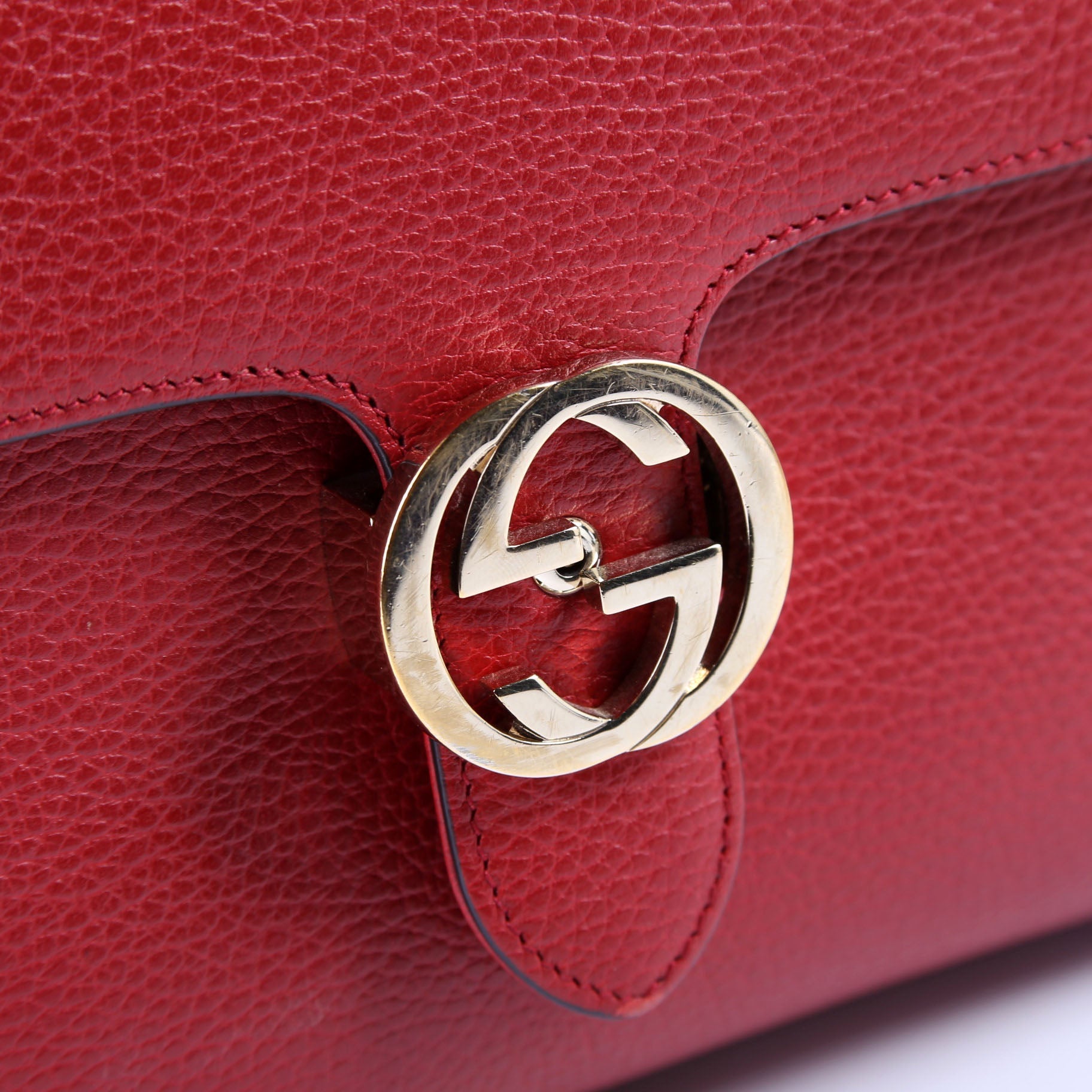 GCCI  Large Interlocking GG Shoulder Bag Red