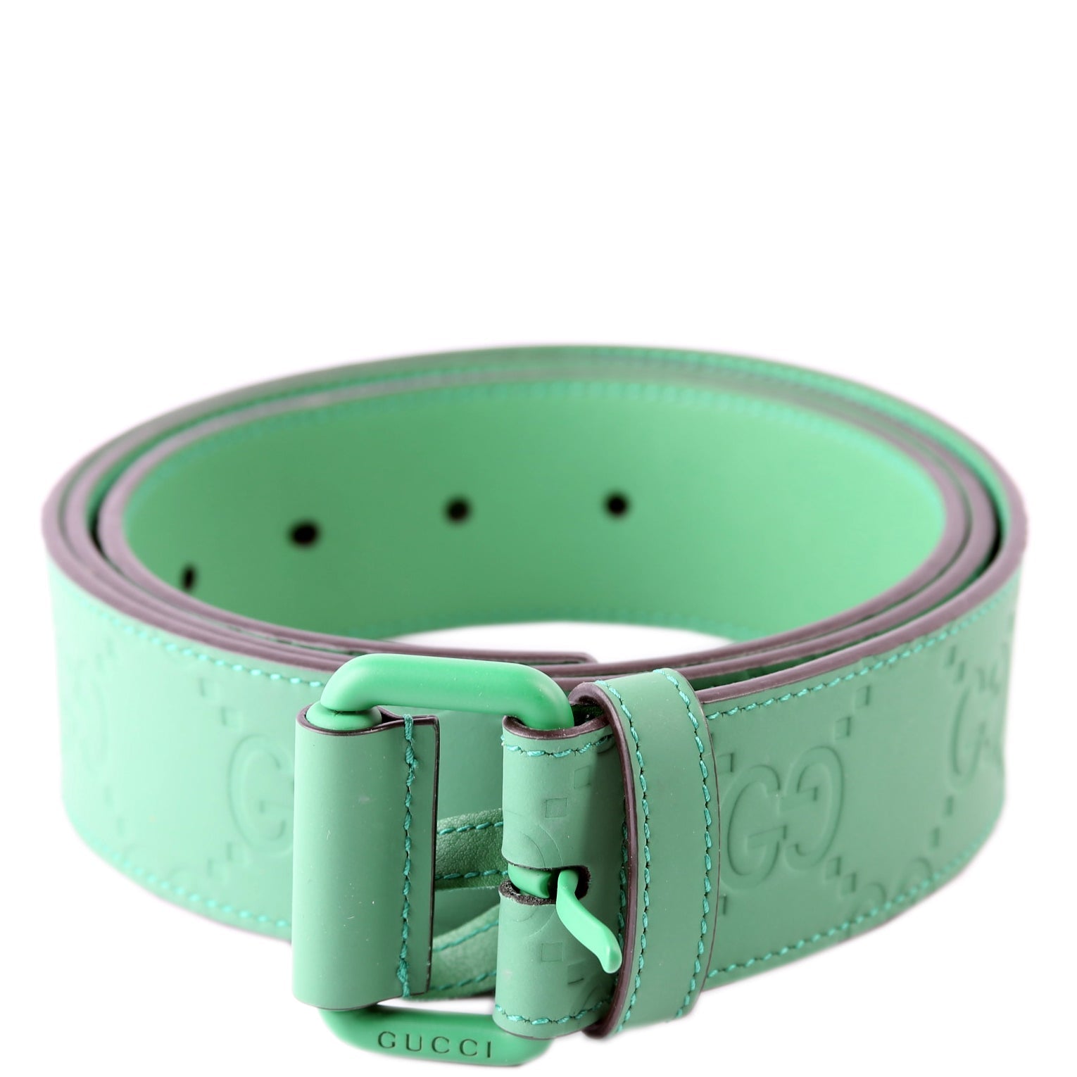 GCCI  Jumbo GG Rubber Effect Leather Belt Size / Green