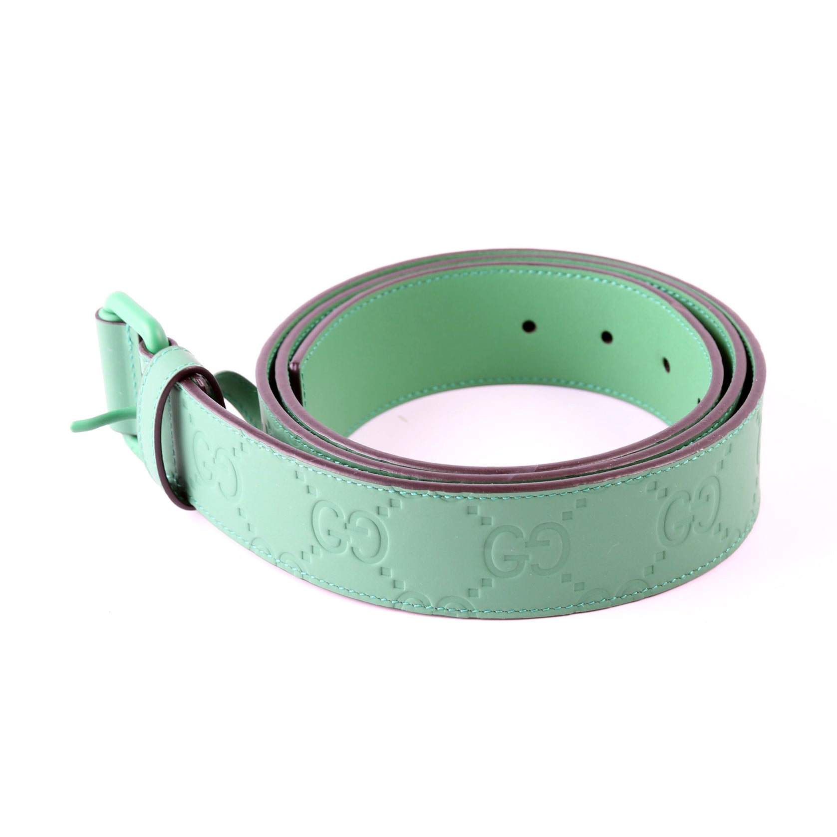 GCCI  Jumbo GG Rubber Effect Leather Belt Size / Green