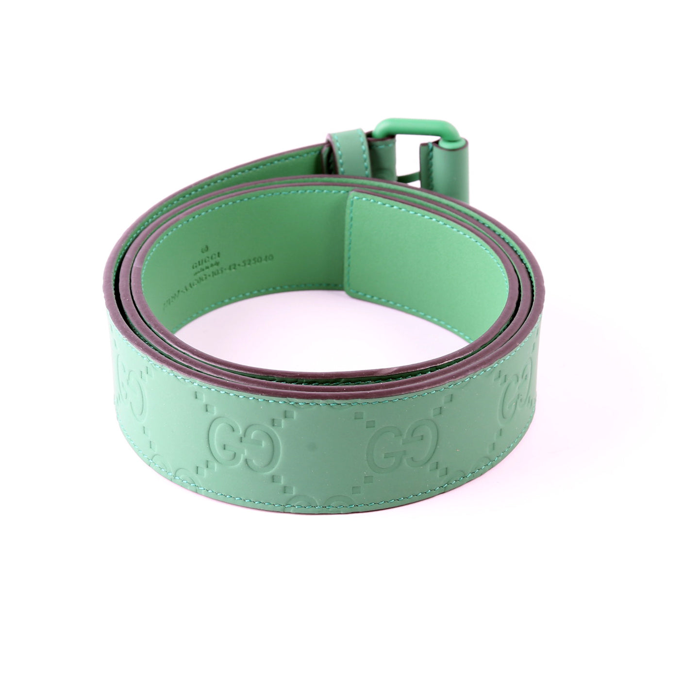 GCCI  Jumbo GG Rubber Effect Leather Belt Size / Green