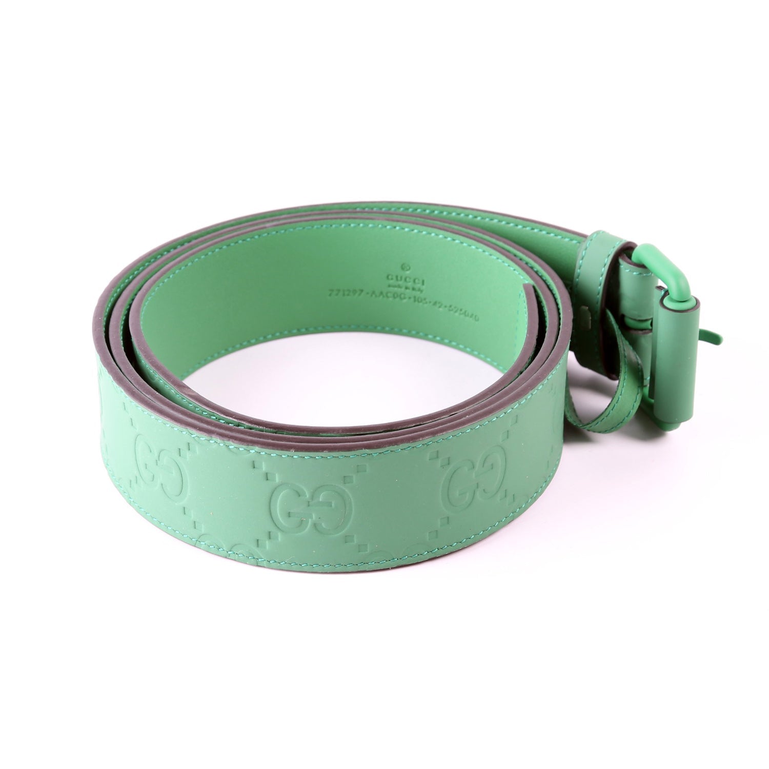 GCCI  Jumbo GG Rubber Effect Leather Belt Size / Green