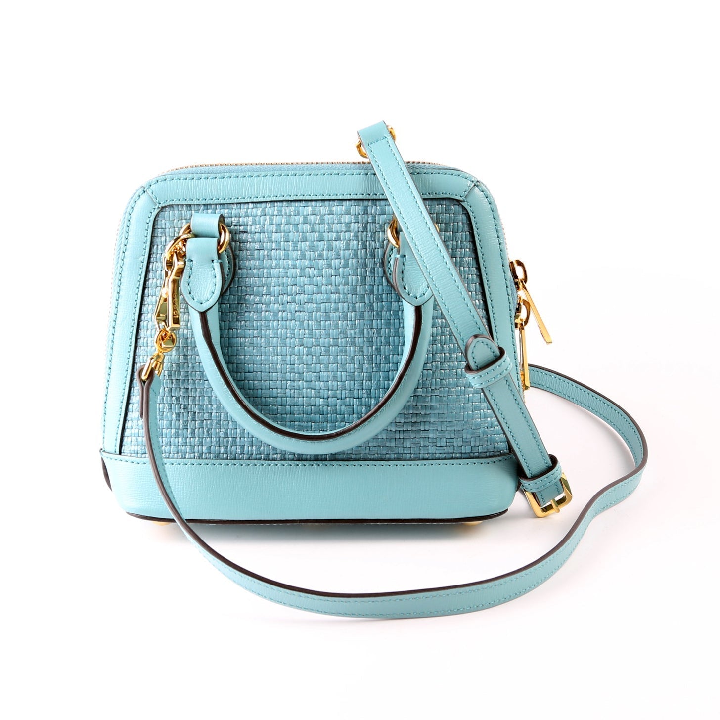 GCCI  Horsebit  Mini Top Handle Raffia Teal