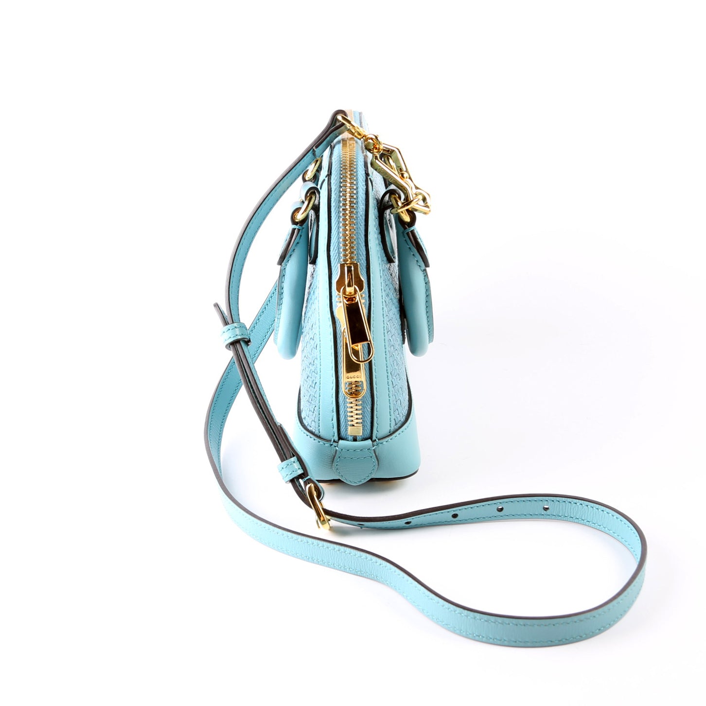 GCCI  Horsebit  Mini Top Handle Raffia Teal