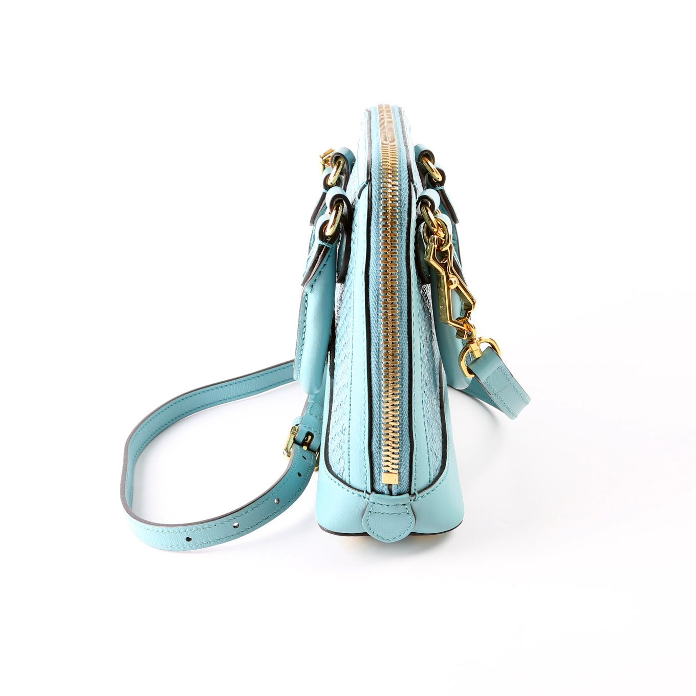 GCCI  Horsebit  Mini Top Handle Raffia Teal