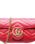GCCI  Marmont Torchon Leather Super Mini Flap Red