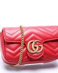 GCCI  Marmont Torchon Leather Super Mini Flap Red