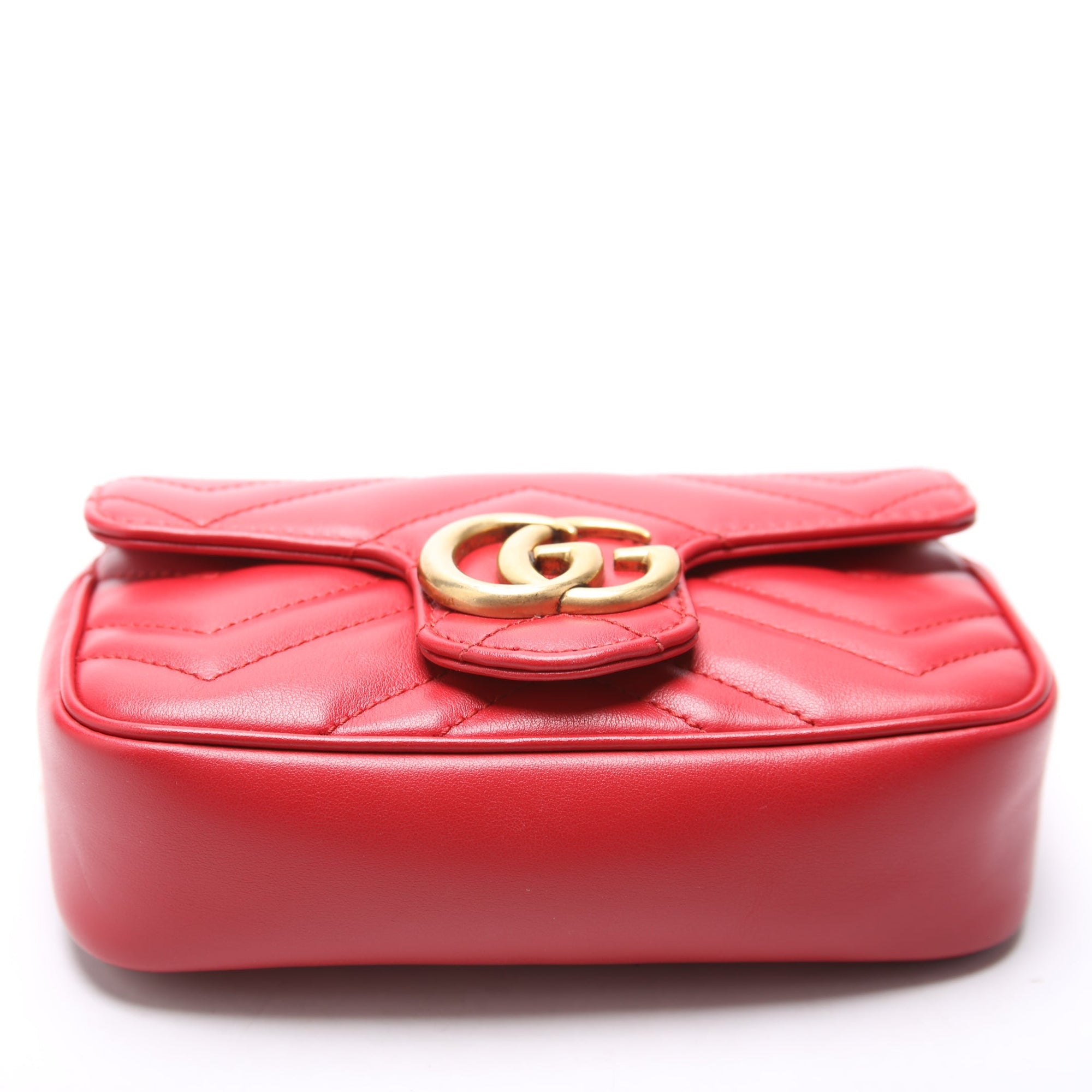 GCCI  Marmont Torchon Leather Super Mini Flap Red