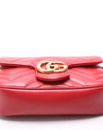 GCCI  Marmont Torchon Leather Super Mini Flap Red