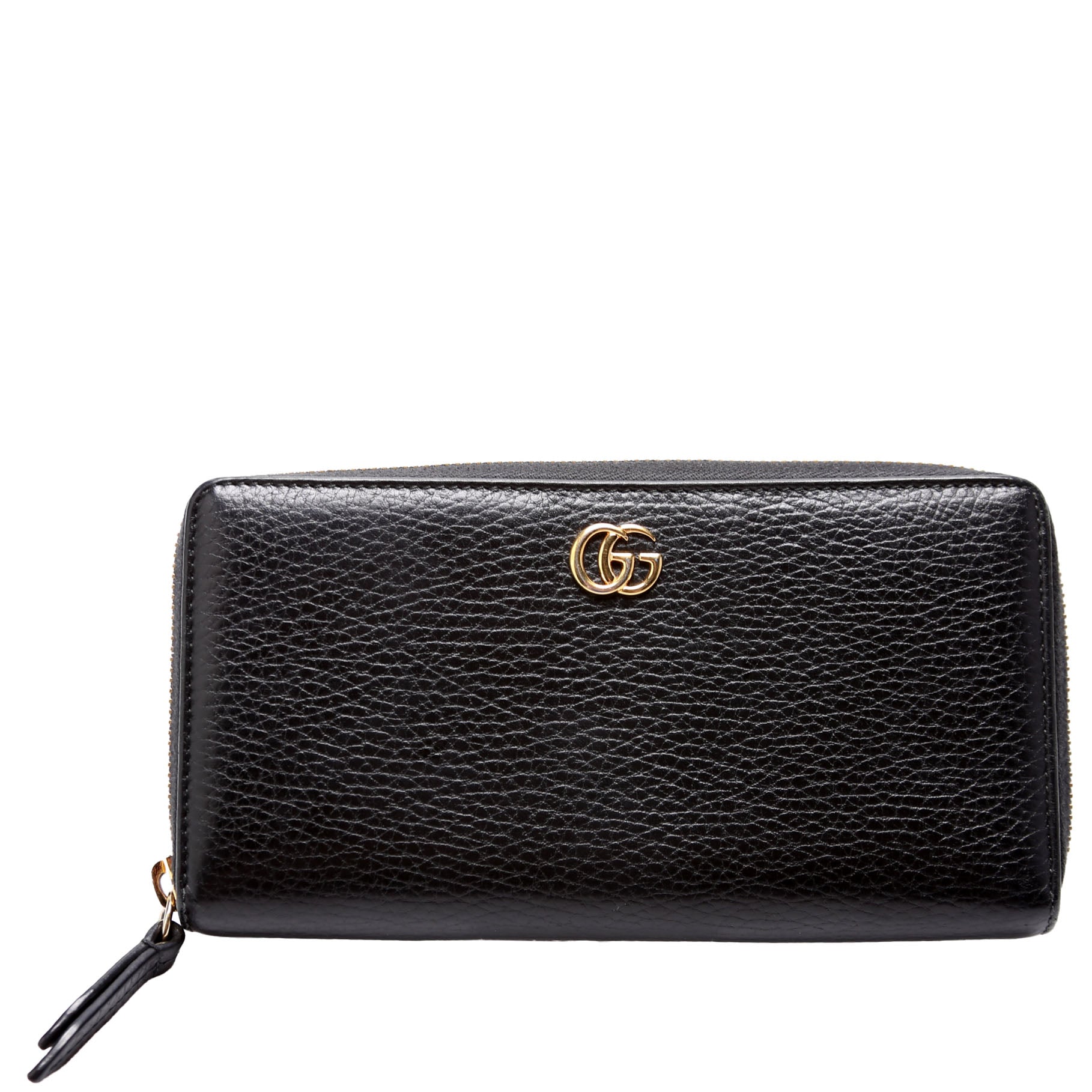 GCCI  GG Leather Zip Around Wallet Black