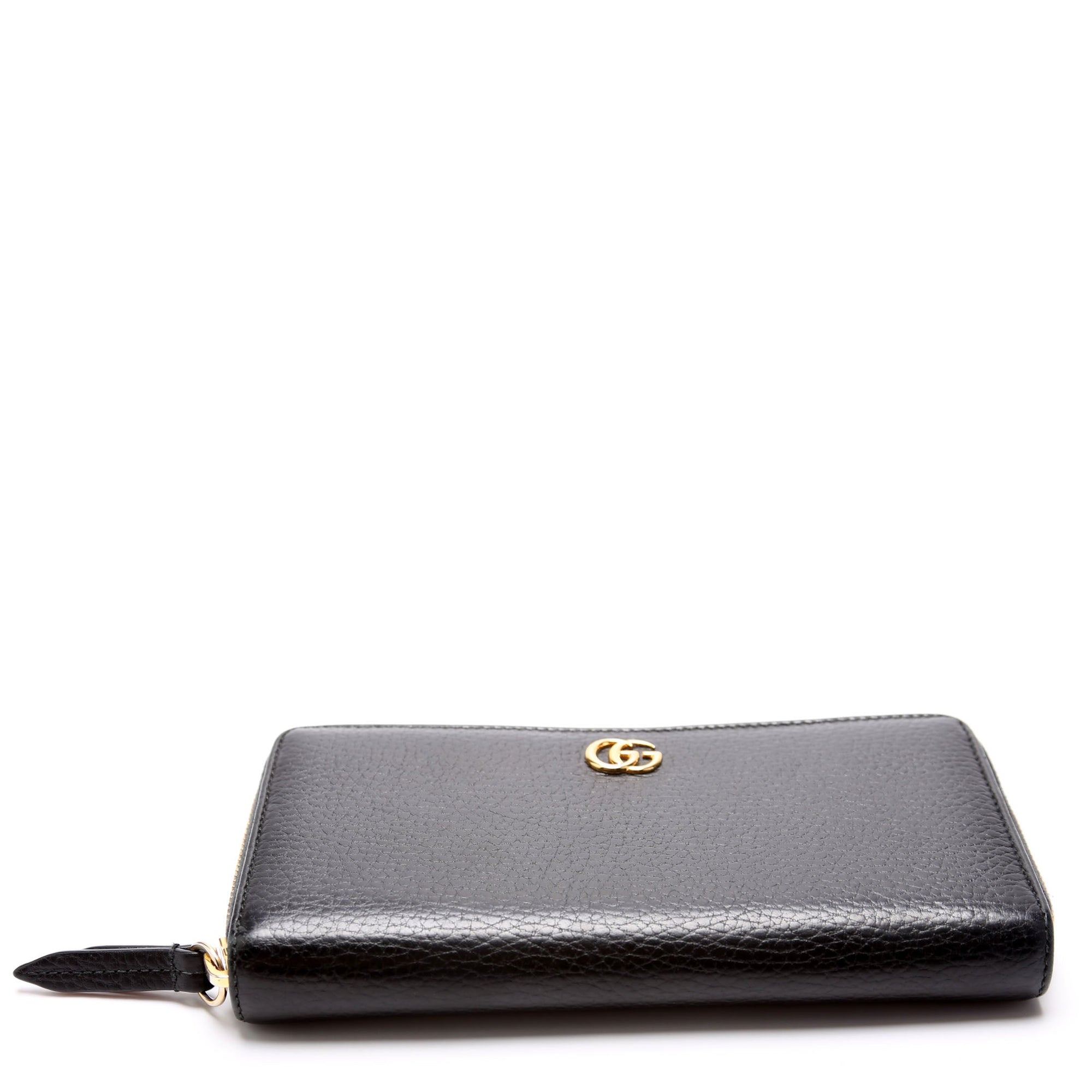 GCCI  GG Leather Zip Around Wallet Black