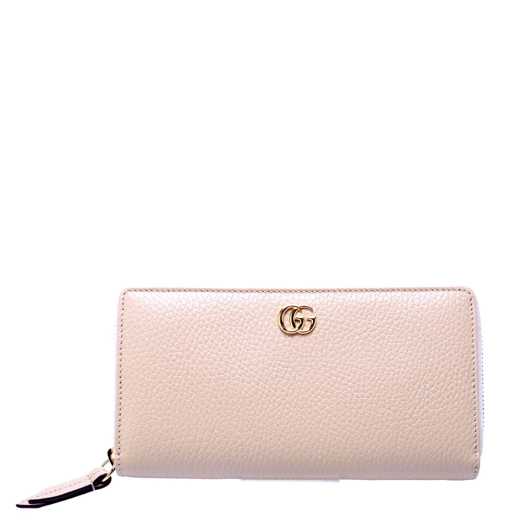 GCCI  GG Leather Zip Around Wallet Beige
