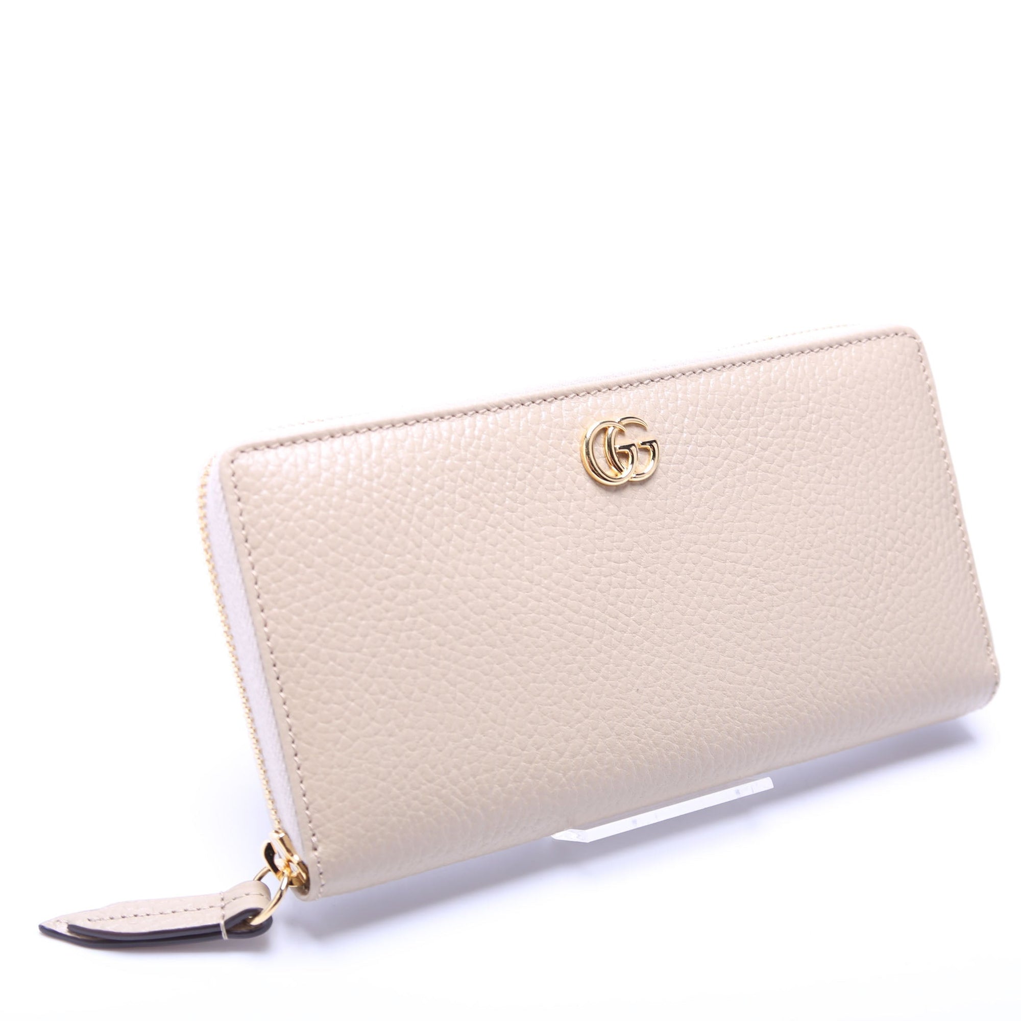 GCCI  GG Leather Zip Around Wallet Beige