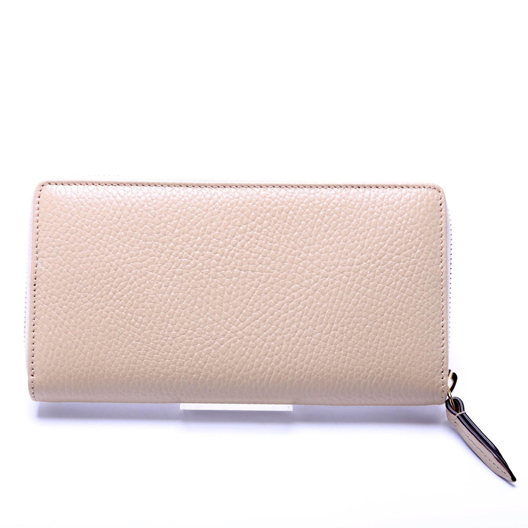 GCCI  GG Leather Zip Around Wallet Beige