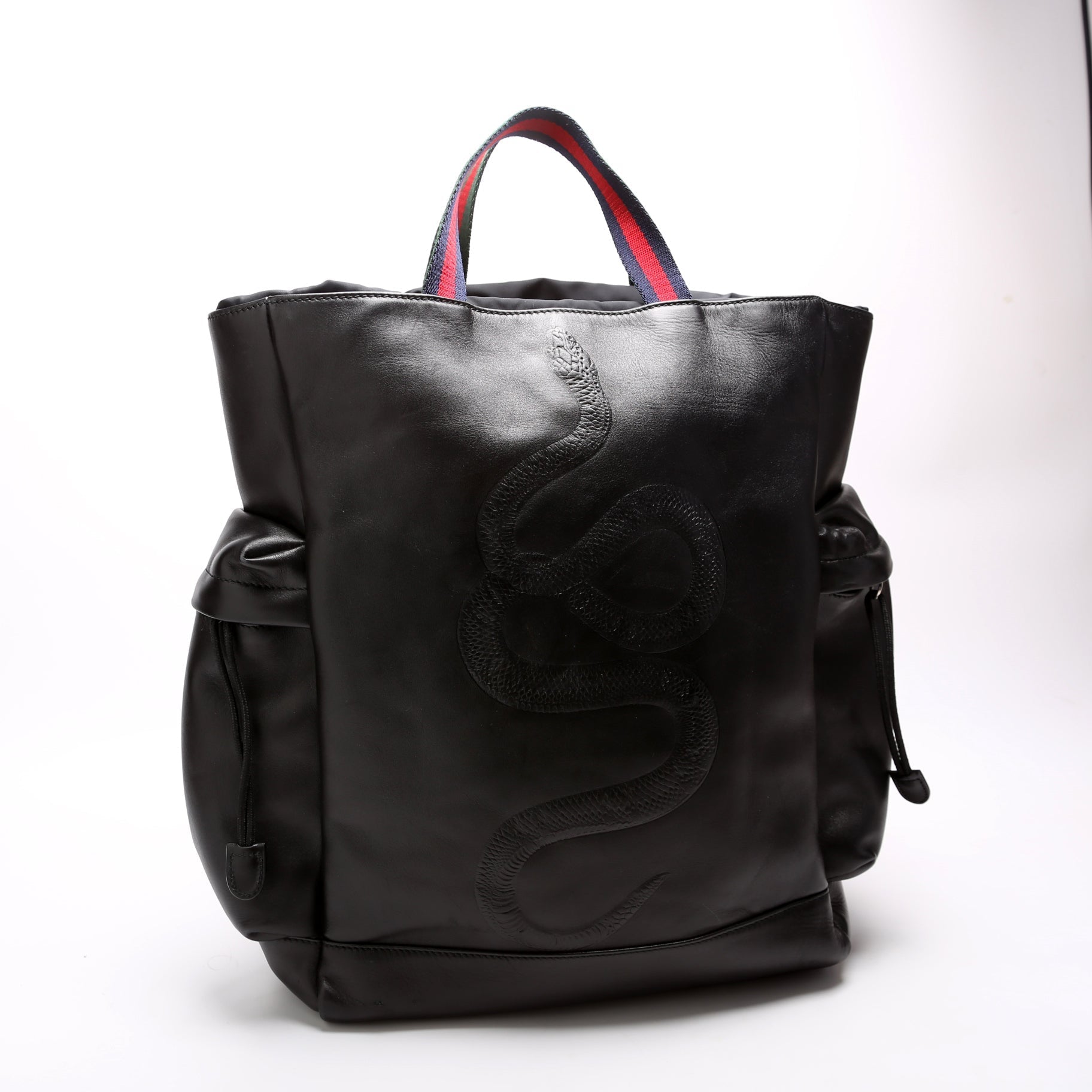 GCCI  King Snake Leather Drawstring Backpack