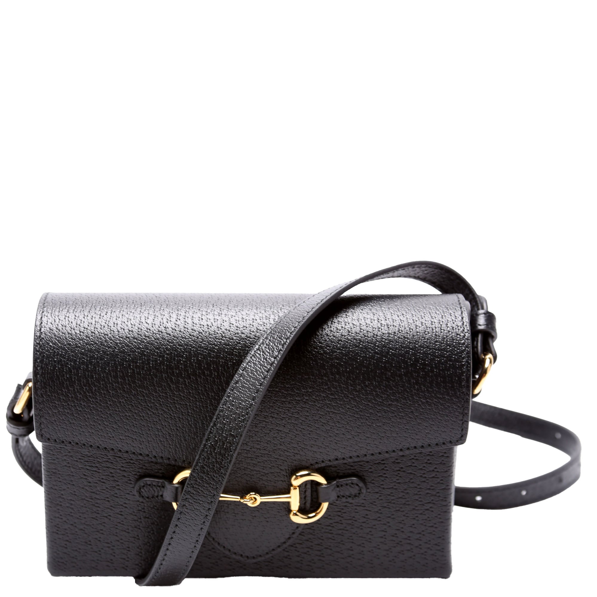 GCCI  Horsebit  Calfskin Shoulder Bag Black