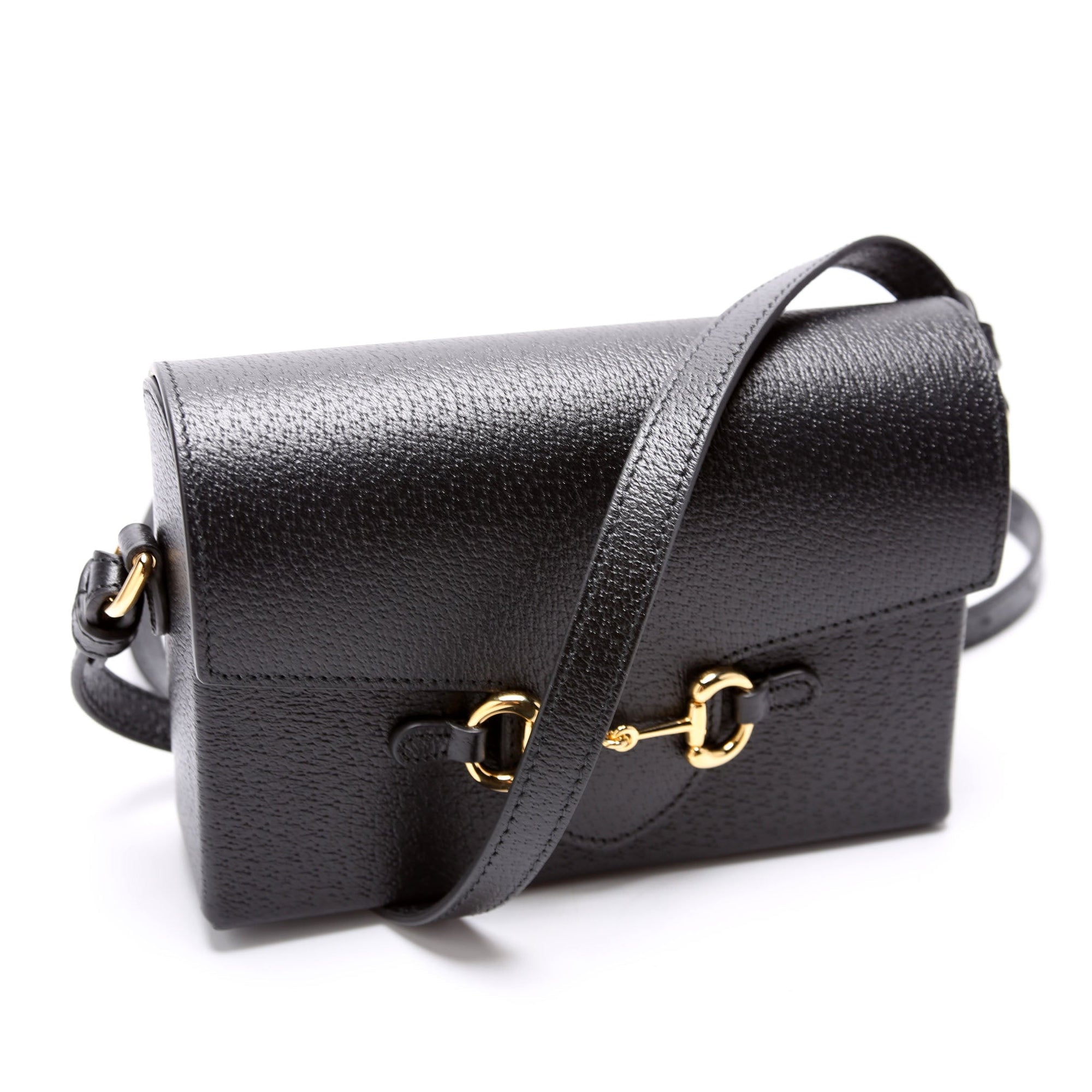 GCCI  Horsebit  Calfskin Shoulder Bag Black