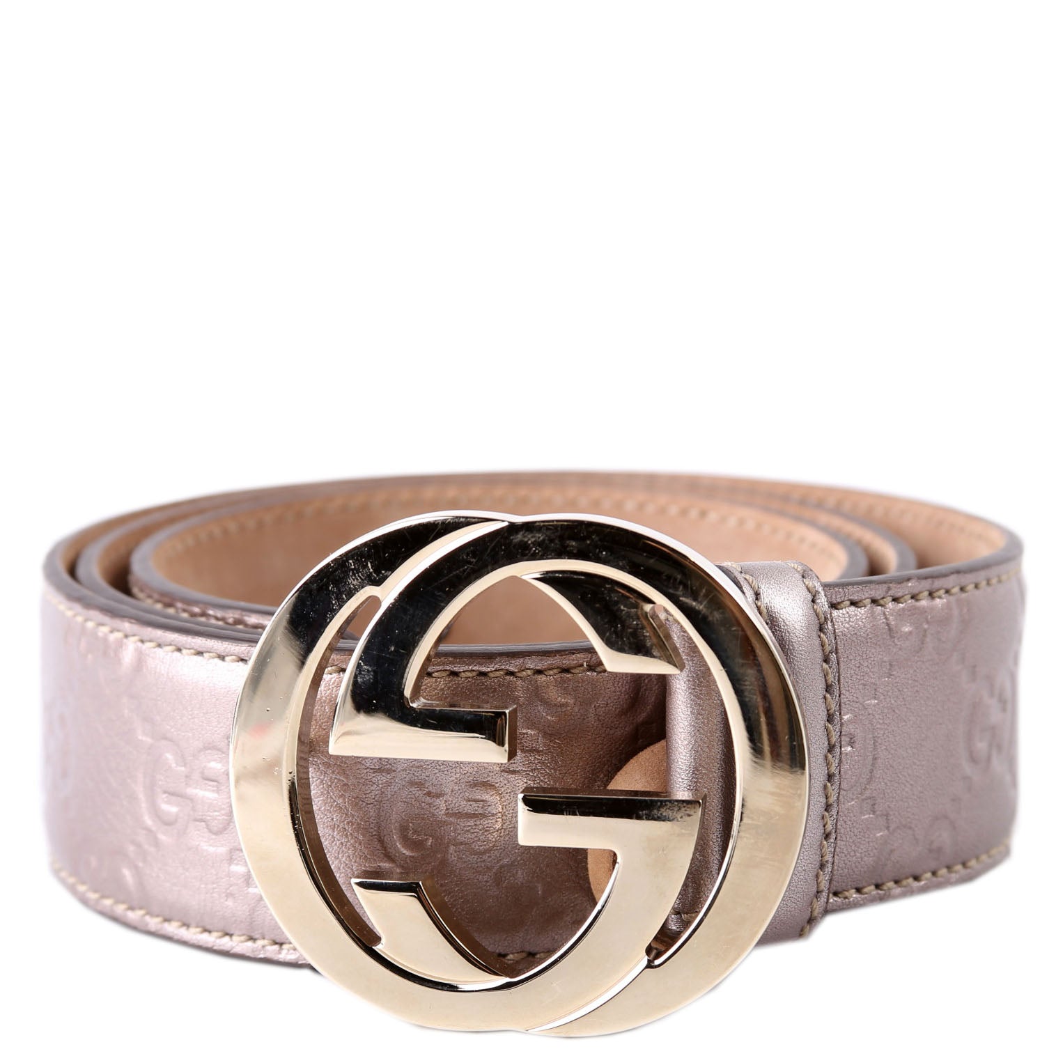 GCCI  Interlocking Leather Belt Size / Taupe