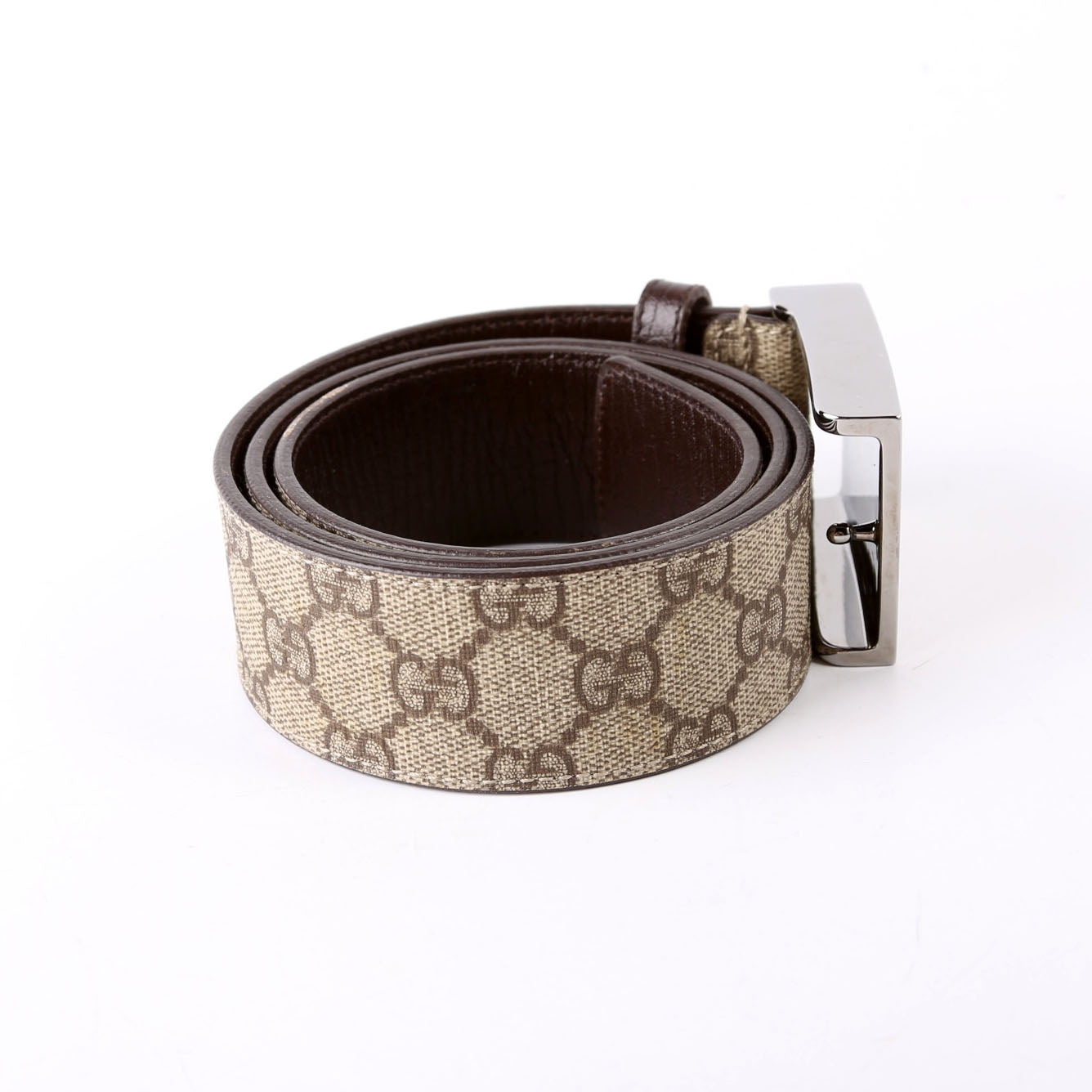GCCI  GG Supreme Square Buckle Belt Size / Brown