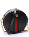 GCCI  Ophidia Leather Round Small Crossbody Black