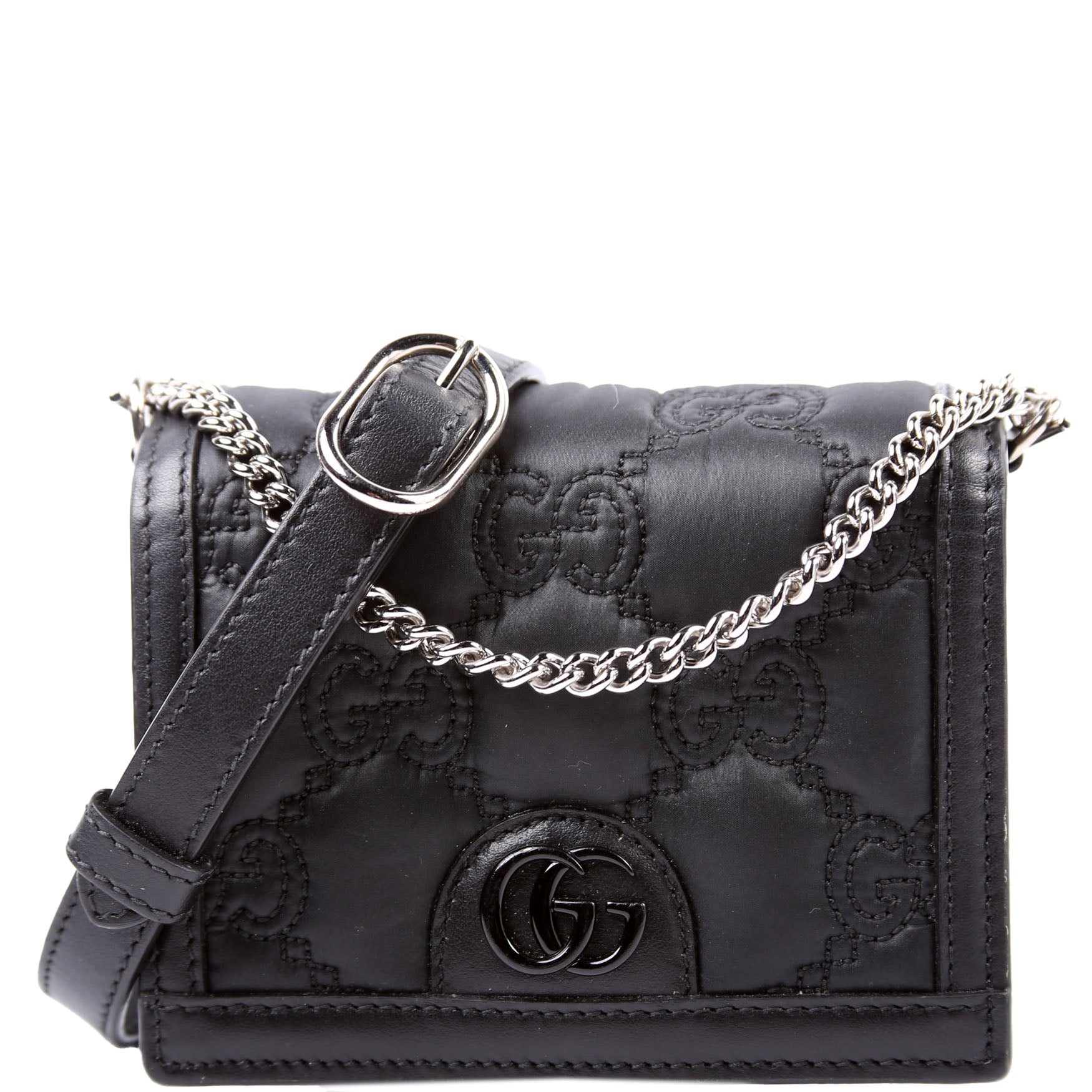 GCCI  GG Nylon Enamel Mini Chain Bag Black