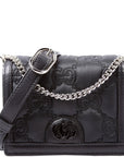 GCCI  GG Nylon Enamel Mini Chain Bag Black