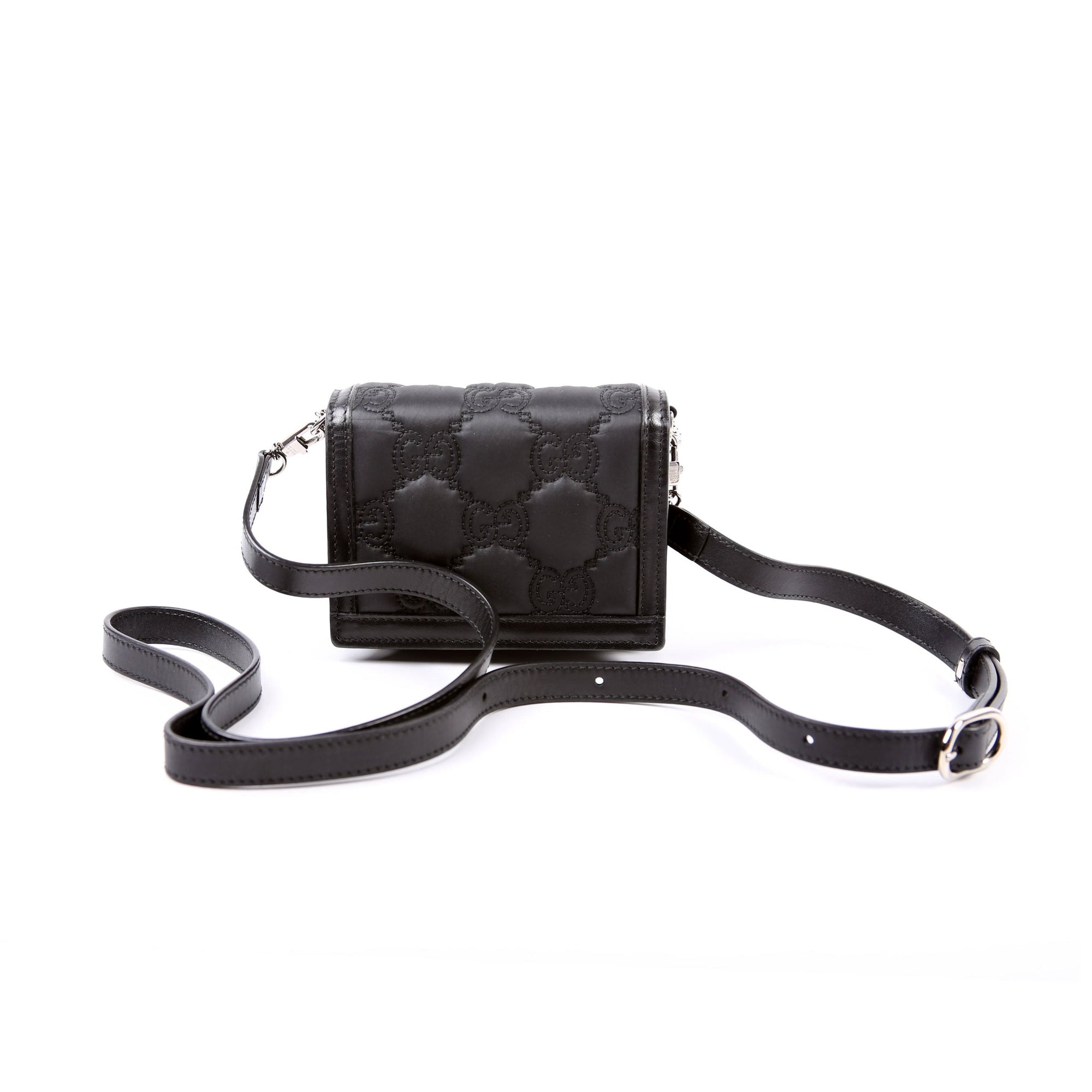 GCCI  GG Nylon Enamel Mini Chain Bag Black