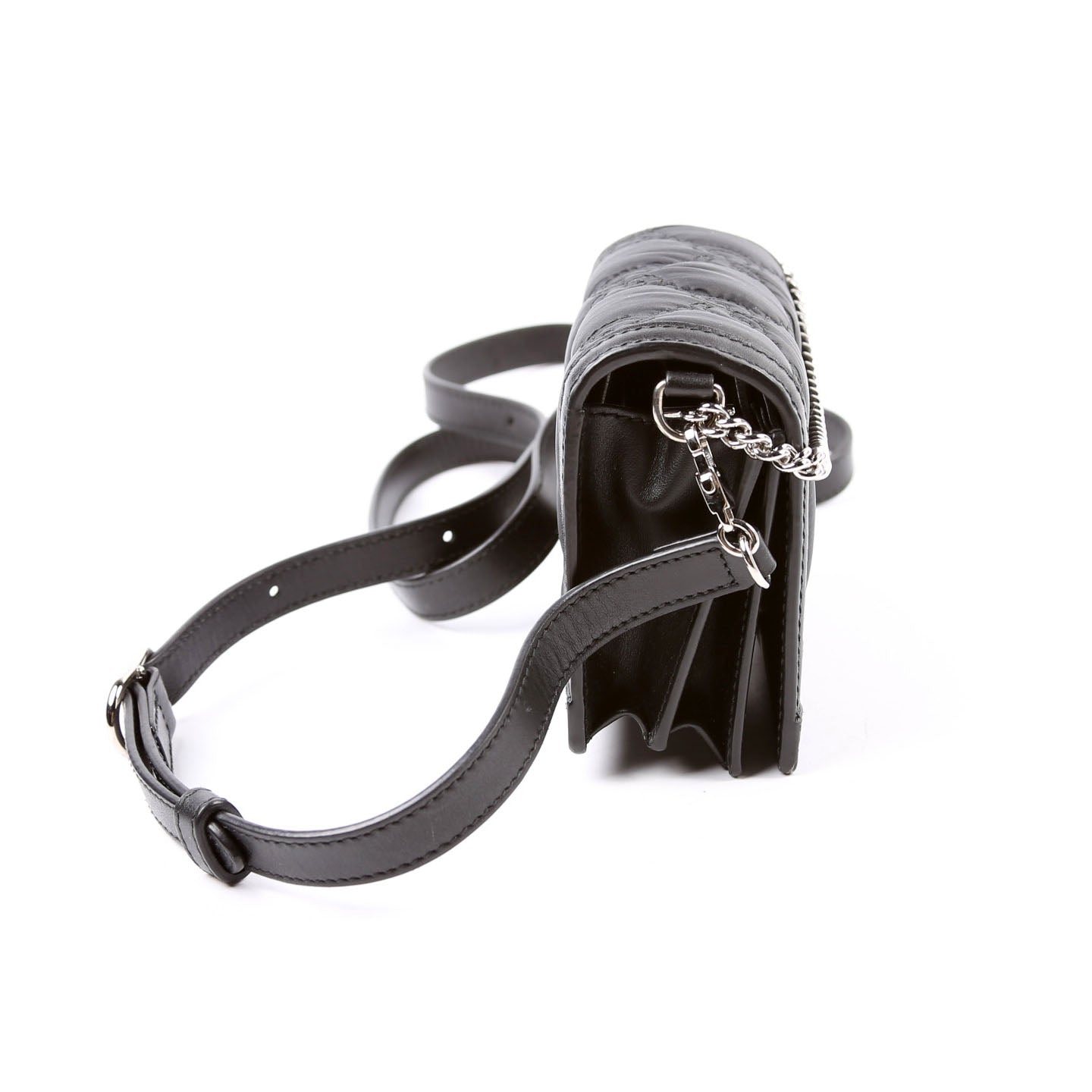 GCCI  GG Nylon Enamel Mini Chain Bag Black