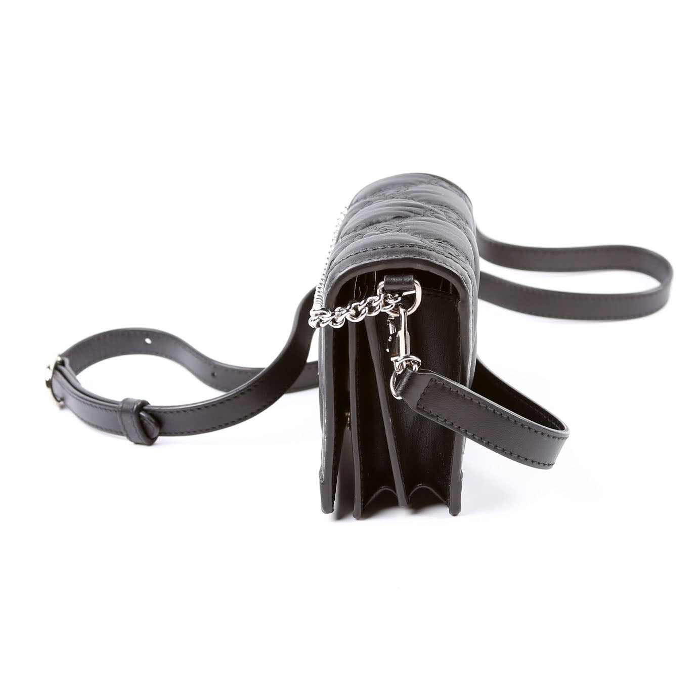 GCCI  GG Nylon Enamel Mini Chain Bag Black