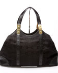 GCCI  Horsebit Canvas/Leather Shoulder Bag Black