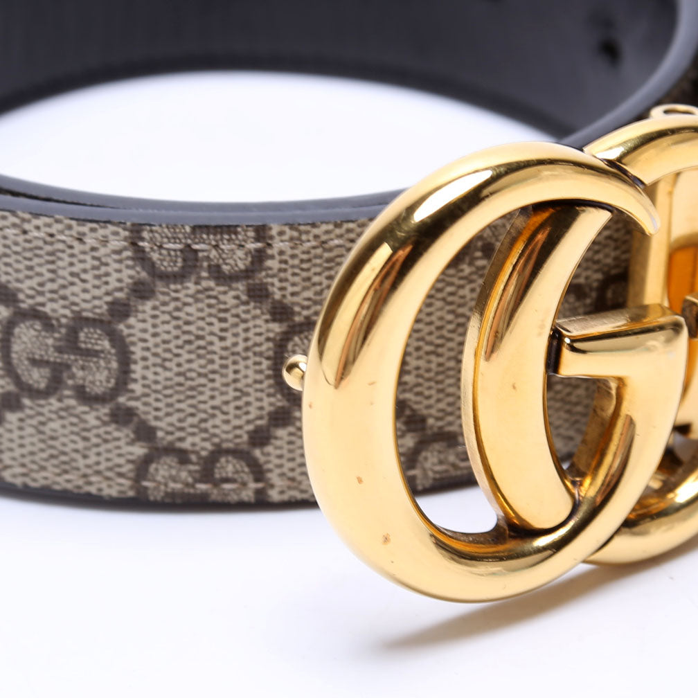GCCI  GG Marmont Reversible Supreme/Leather Belt Size / Brown