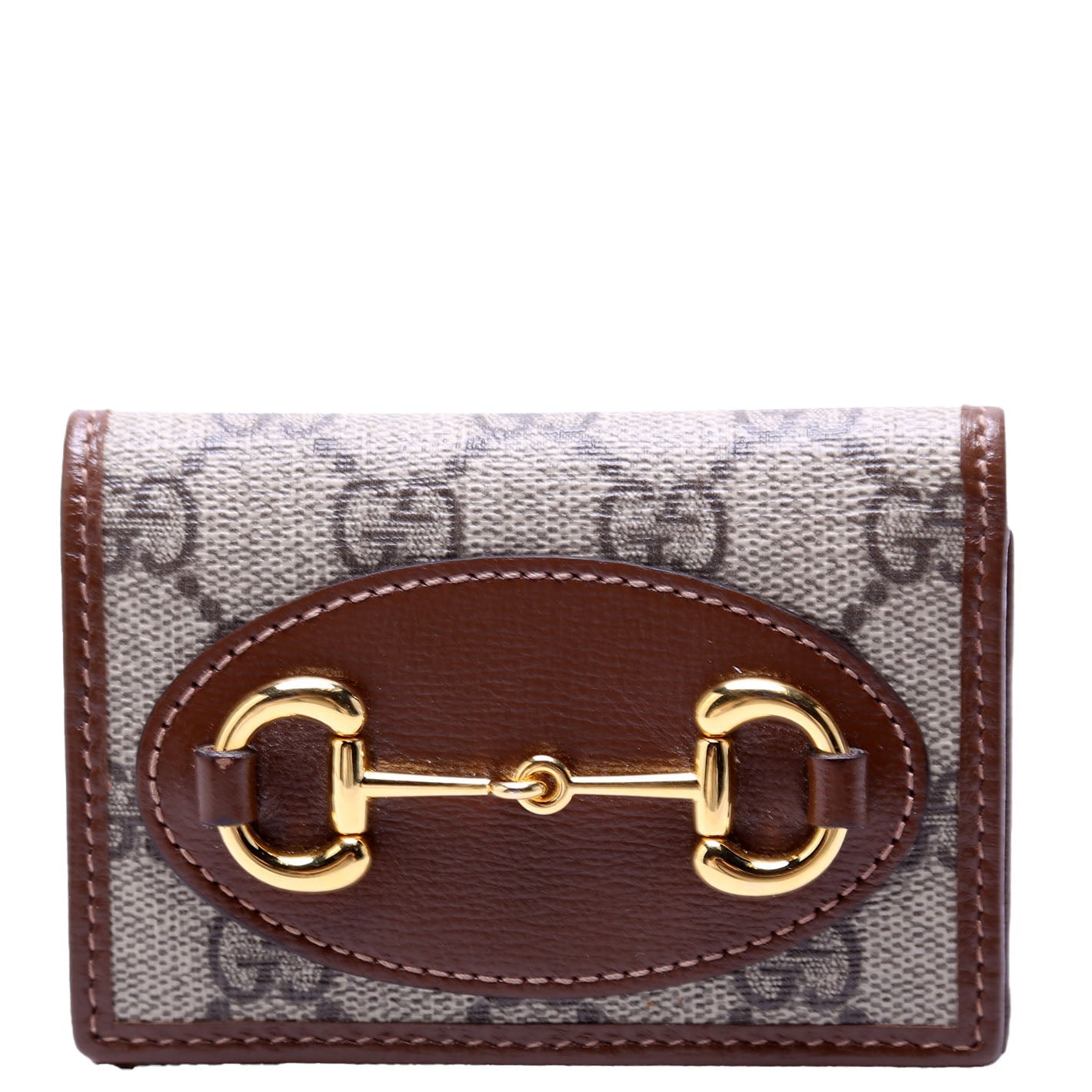 GCCI  Horsebit  GG Supreme Card Case Brown