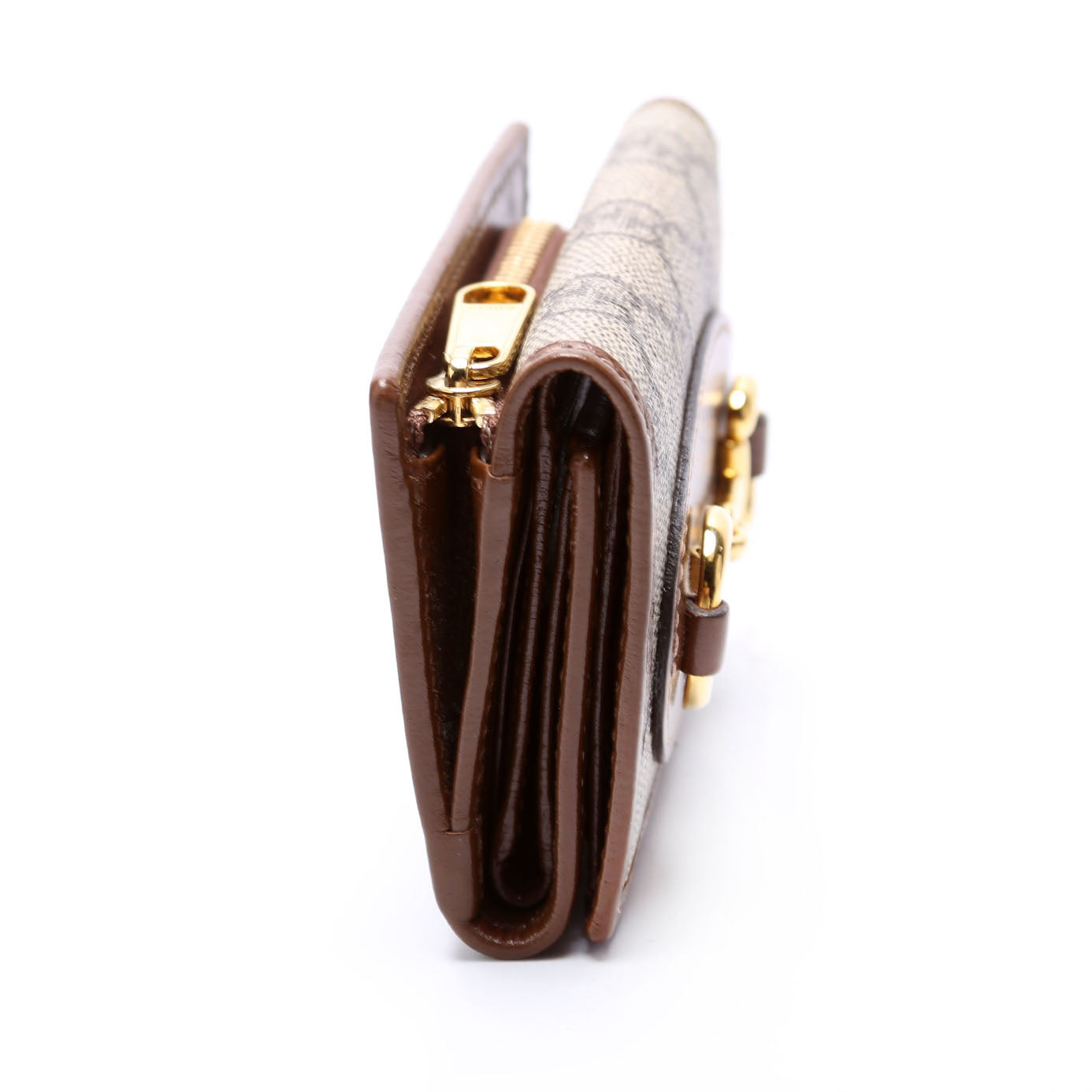 GCCI  Horsebit  GG Supreme Card Case Brown