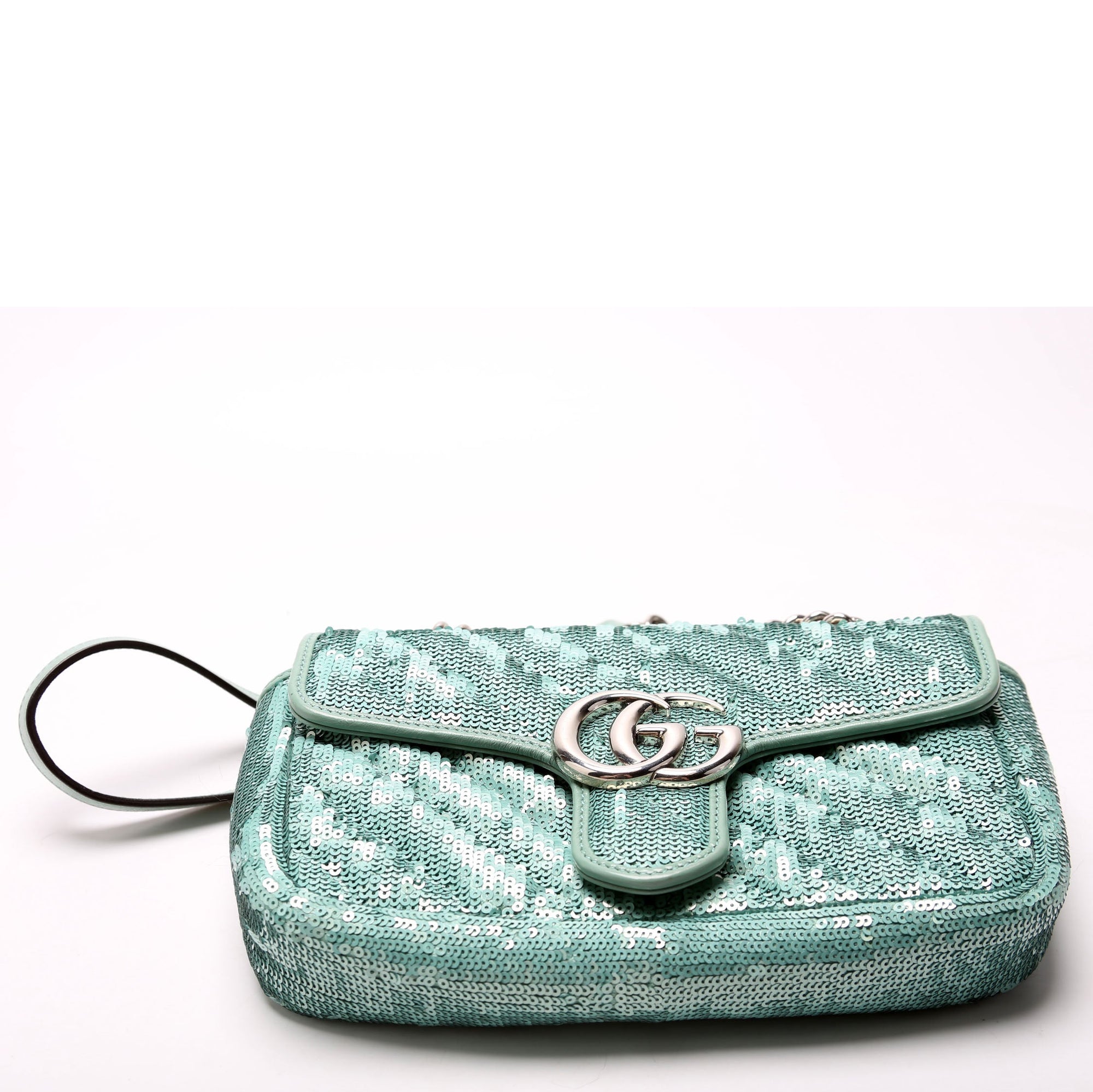 GCCI  Marmont Sequin Shoulder Mini Flap Teal