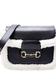 GCCI  Horsebit  Shearling Leather Shoulder Bag Black