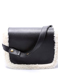 GCCI  Horsebit  Shearling Leather Shoulder Bag Black