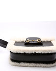 GCCI  Horsebit  Shearling Leather Shoulder Bag Black