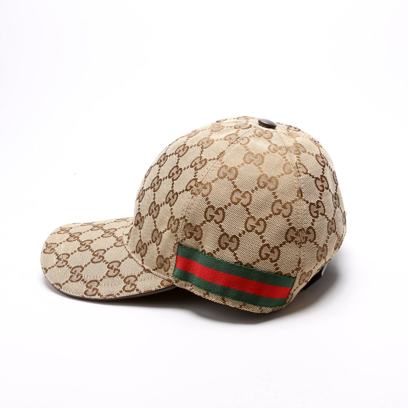 GCCI  GG Canvas Web Hat Size Medium Brown