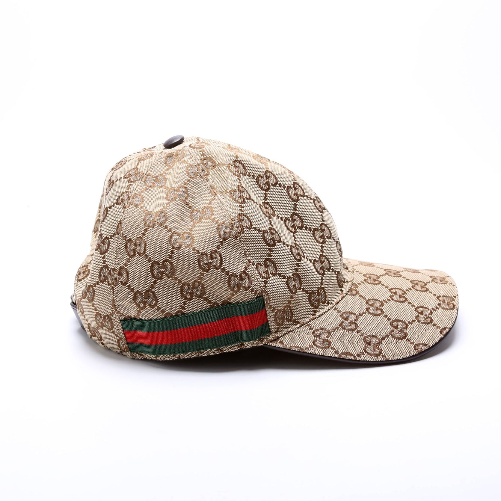 GCCI  GG Canvas Web Hat Size Medium Brown