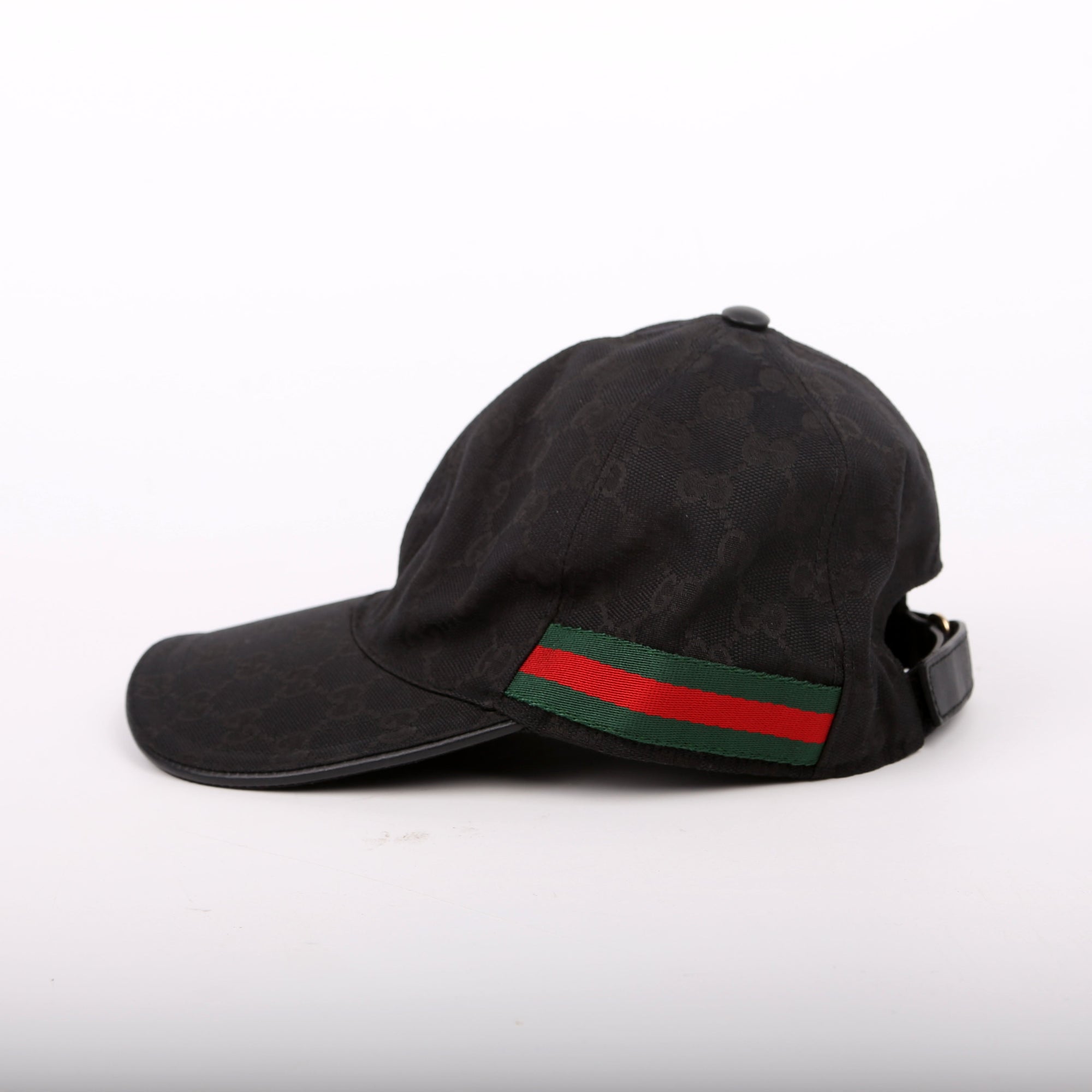 GCCI  GG Canvas Web Hat Size Medium Black