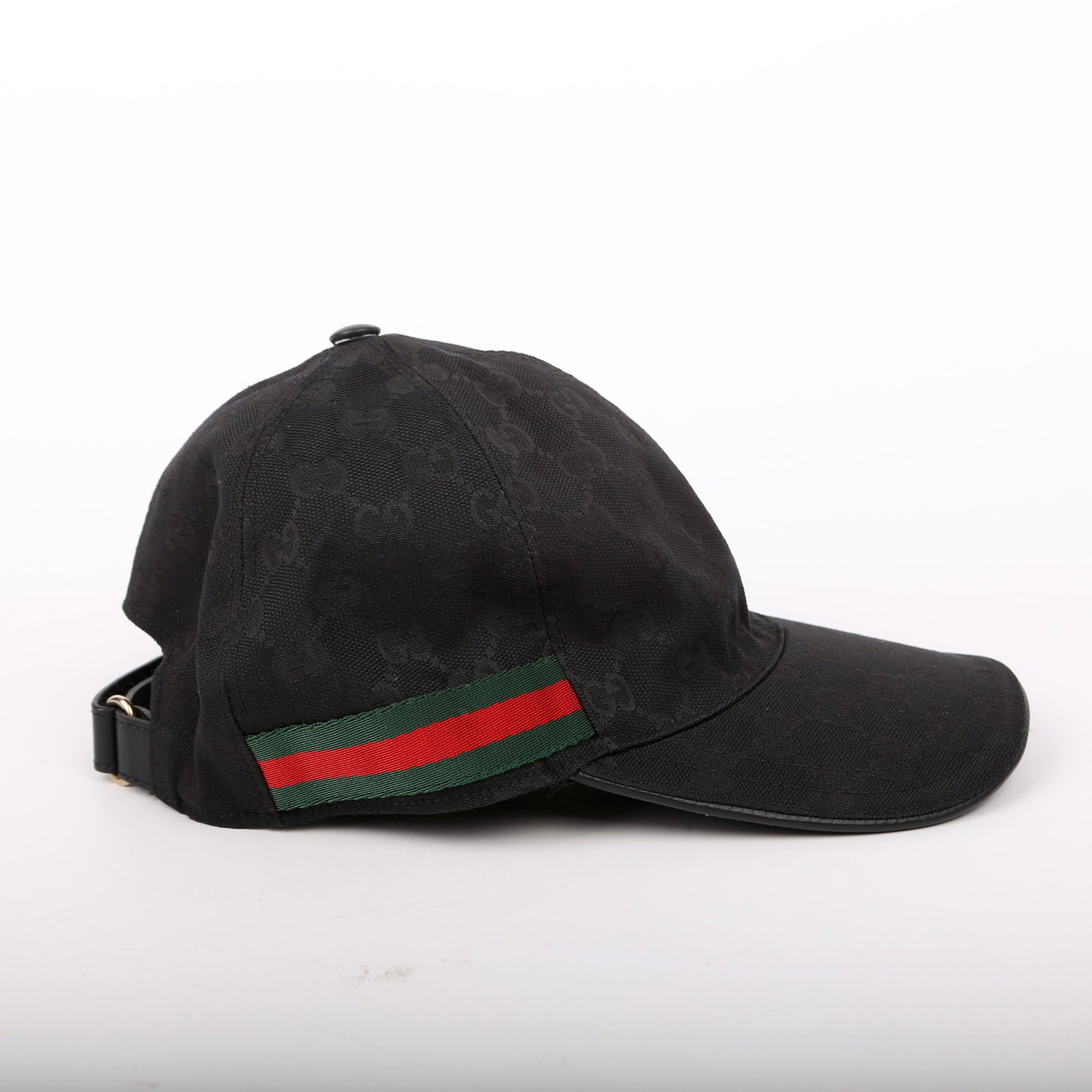 GCCI  GG Canvas Web Hat Size Medium Black
