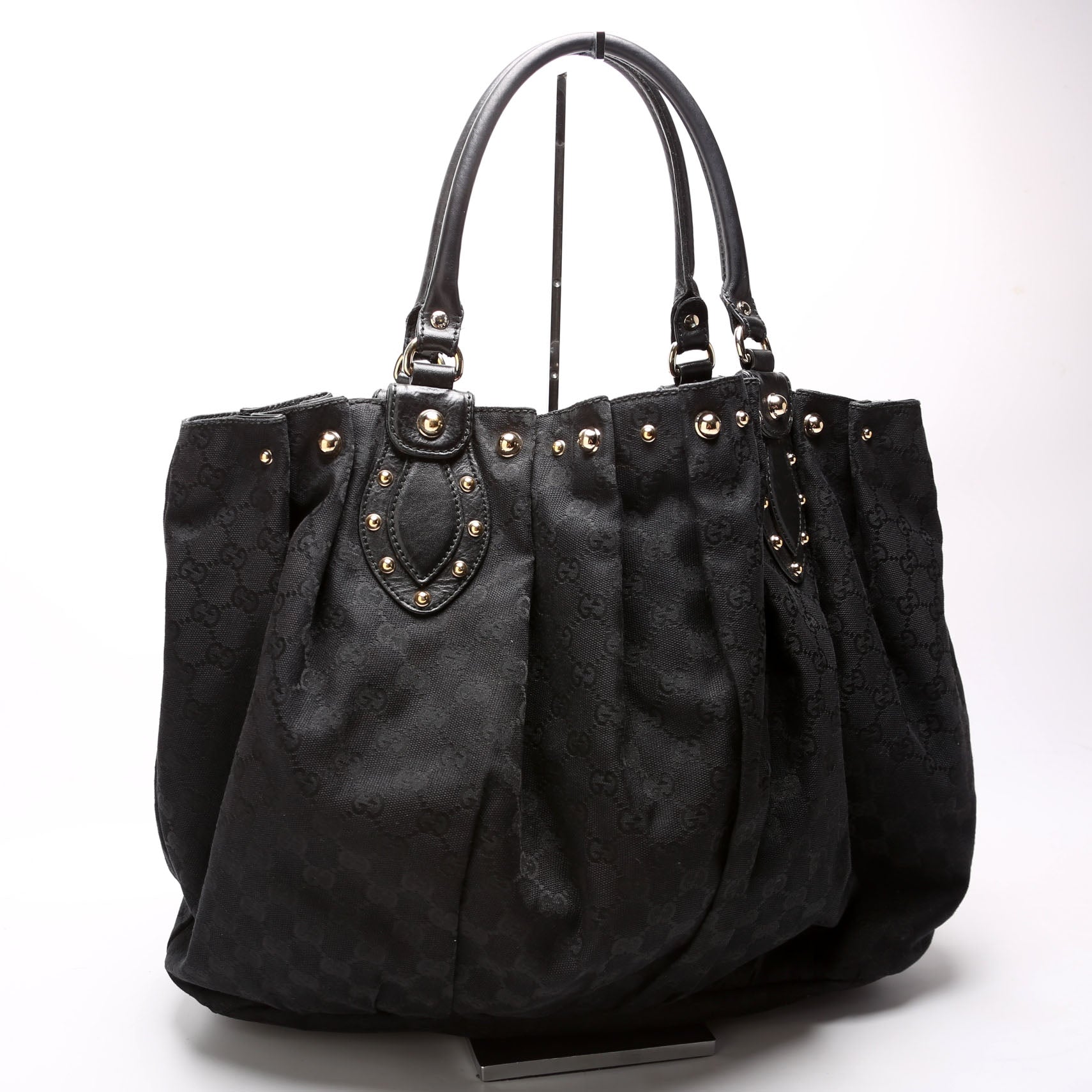 GCCI  GG Canvas Studded Pelham Tote Large Black