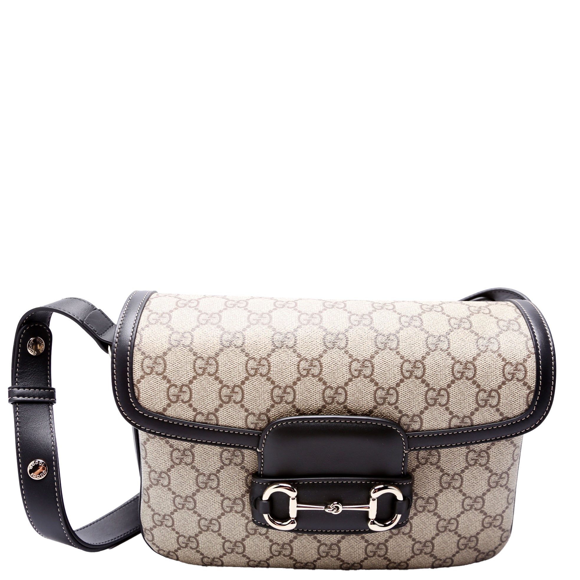 GCCI  GG Supreme  Horsebit Soft Medium Shoulder Bag Black