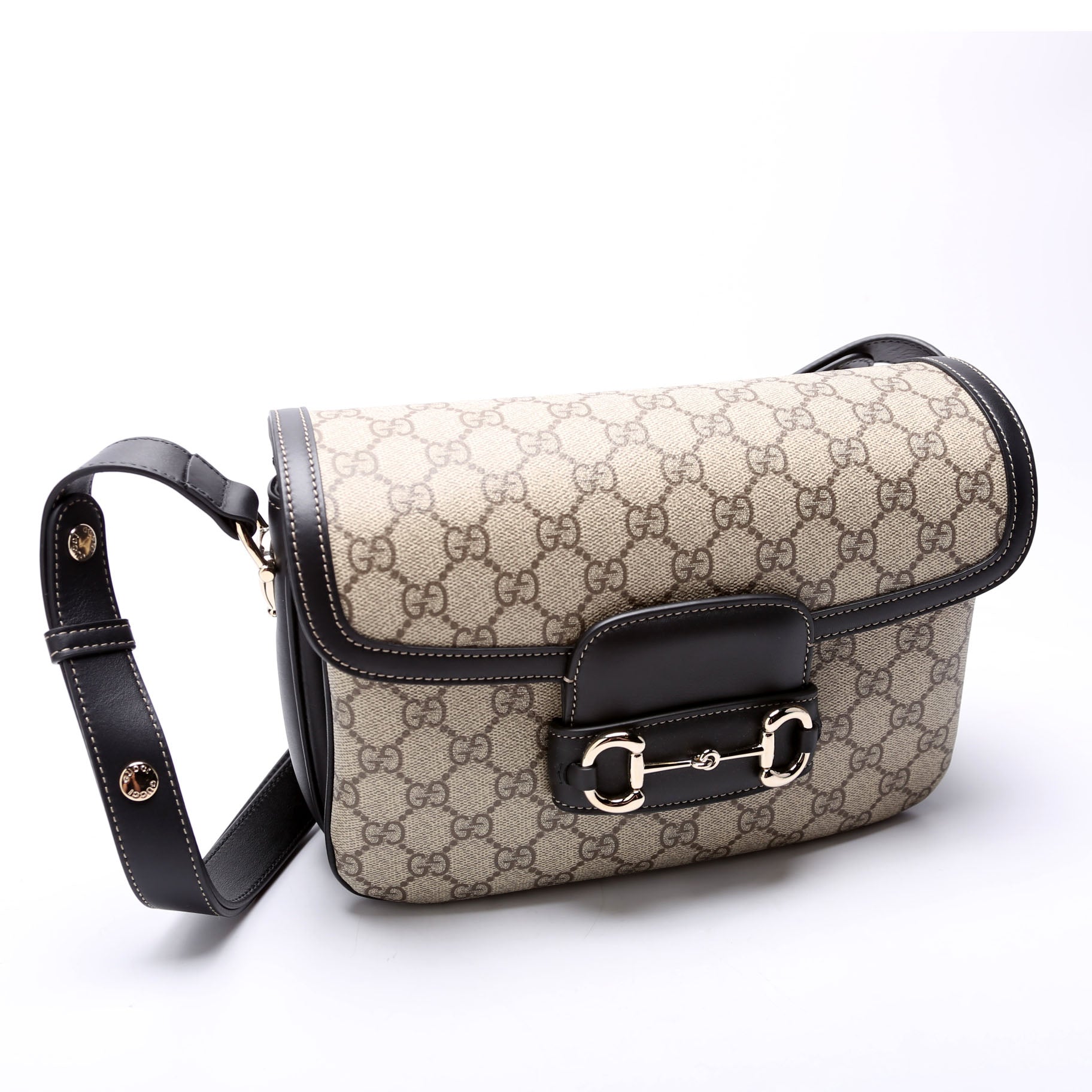 GCCI  GG Supreme  Horsebit Soft Medium Shoulder Bag Black