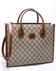 GCCI  GG Canvas Interlocking GG Small Tote Brown