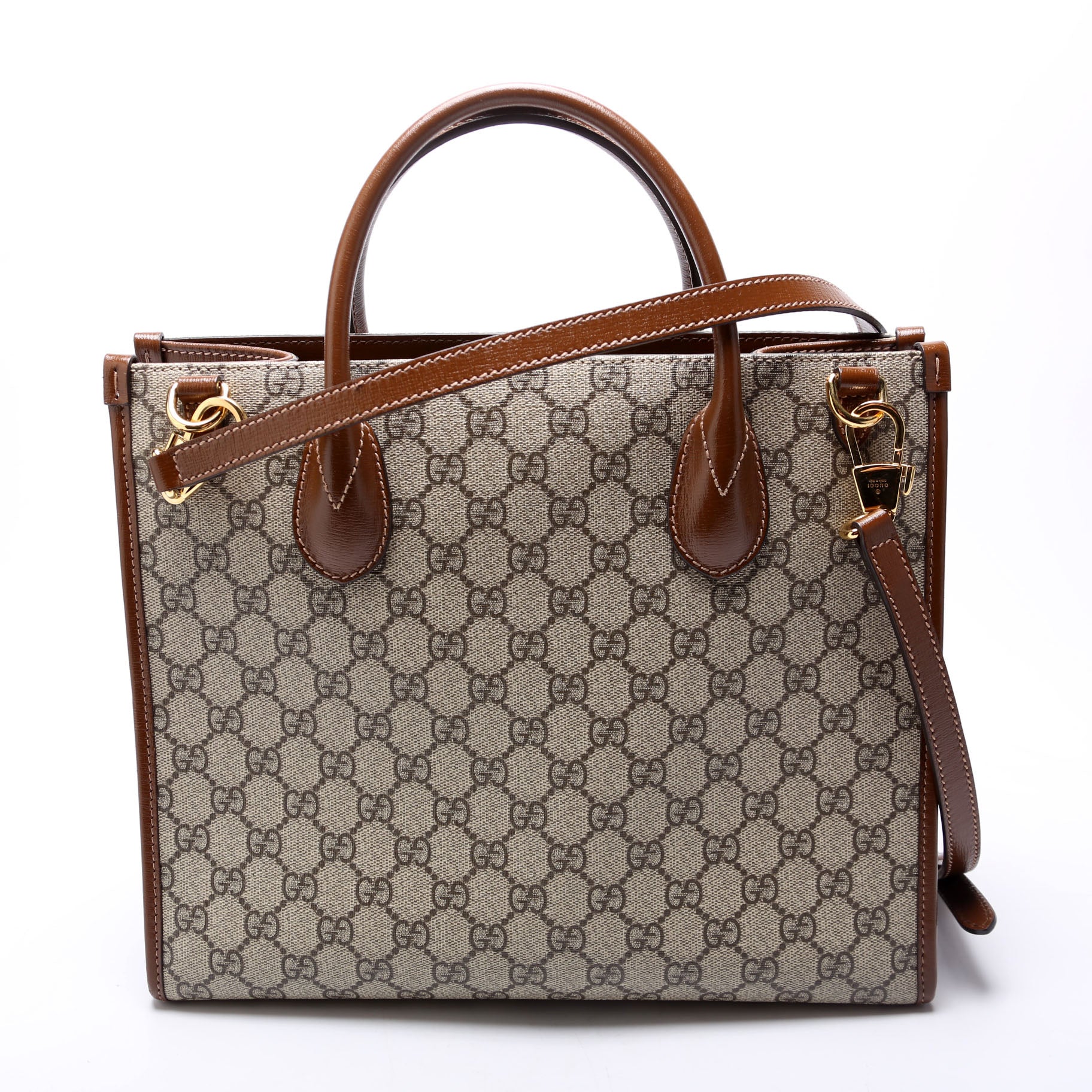 GCCI  GG Canvas Interlocking GG Small Tote Brown