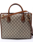 GCCI  GG Canvas Interlocking GG Small Tote Brown