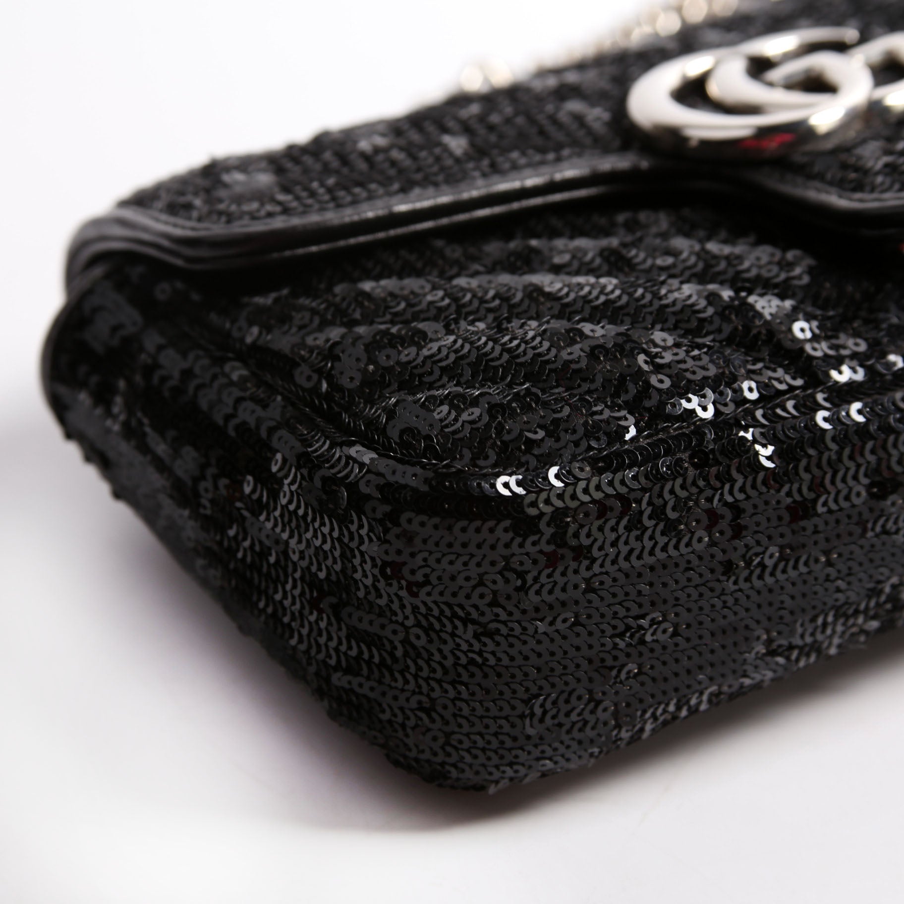 GCCI  Marmont Sequin Shoulder Mini Flap Black