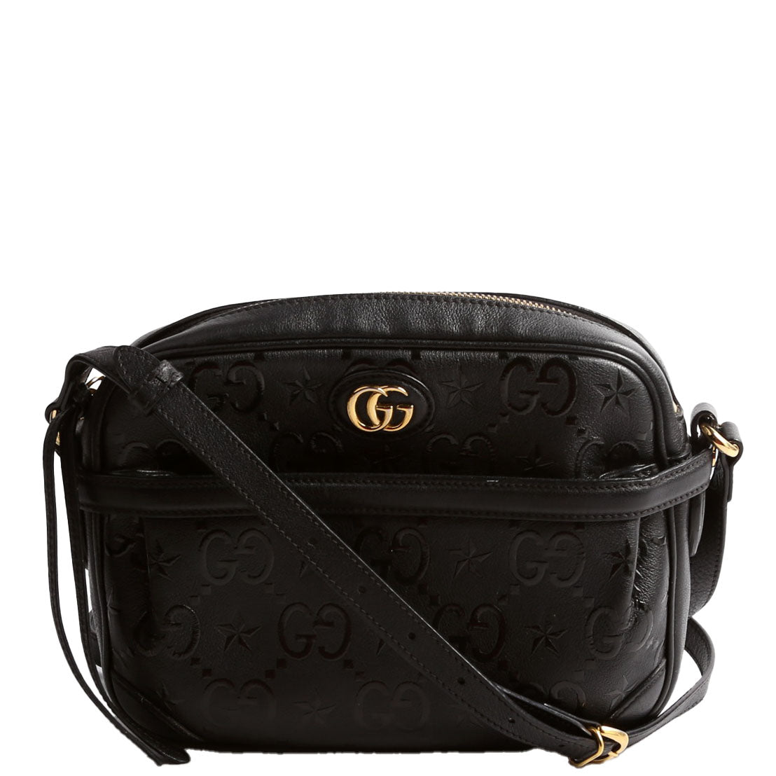 GCCI  GG Star Embossed Leather Small Shoulder Bag Black